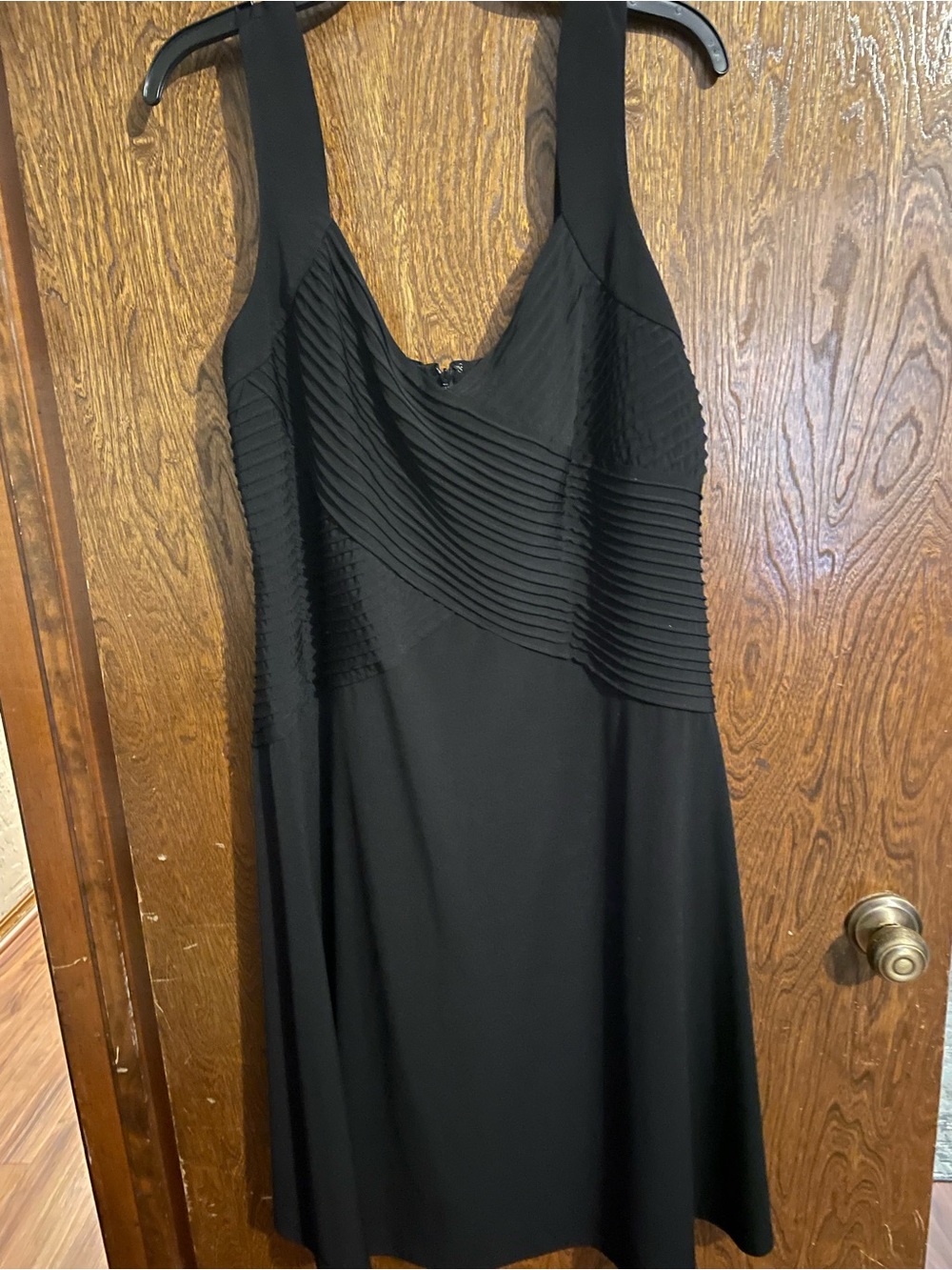 Calvin Klein Black Sleeveless Pleated Bodice Midi Dress
